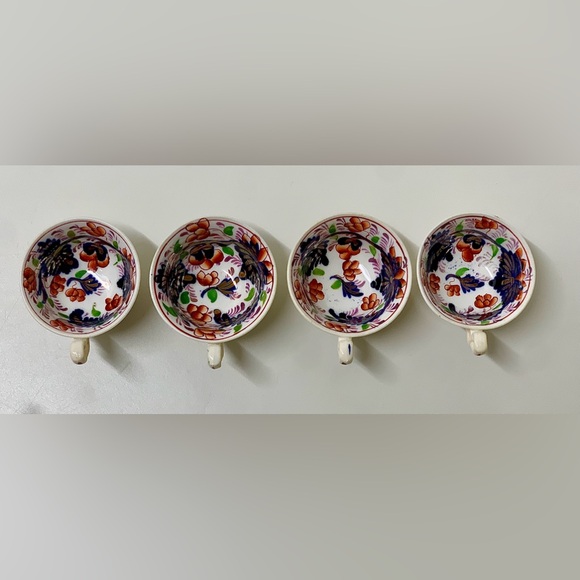 19th Century Antique Gaudy Welsh Grape Pattern (lot of 4) Miniature Cups - Picture 8 of 16